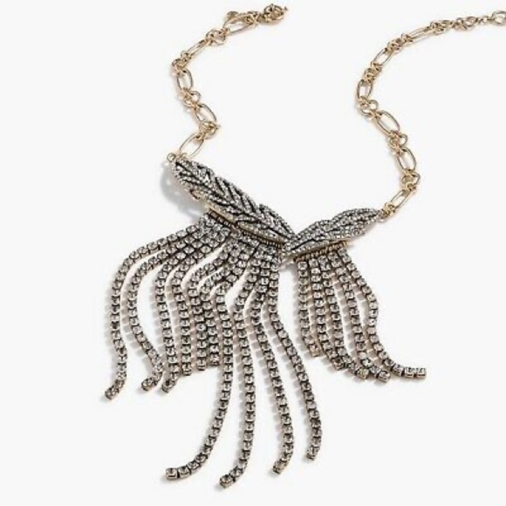 J Crew Women's Pave Feather Necklace item AD600 - Picture 1 of 4